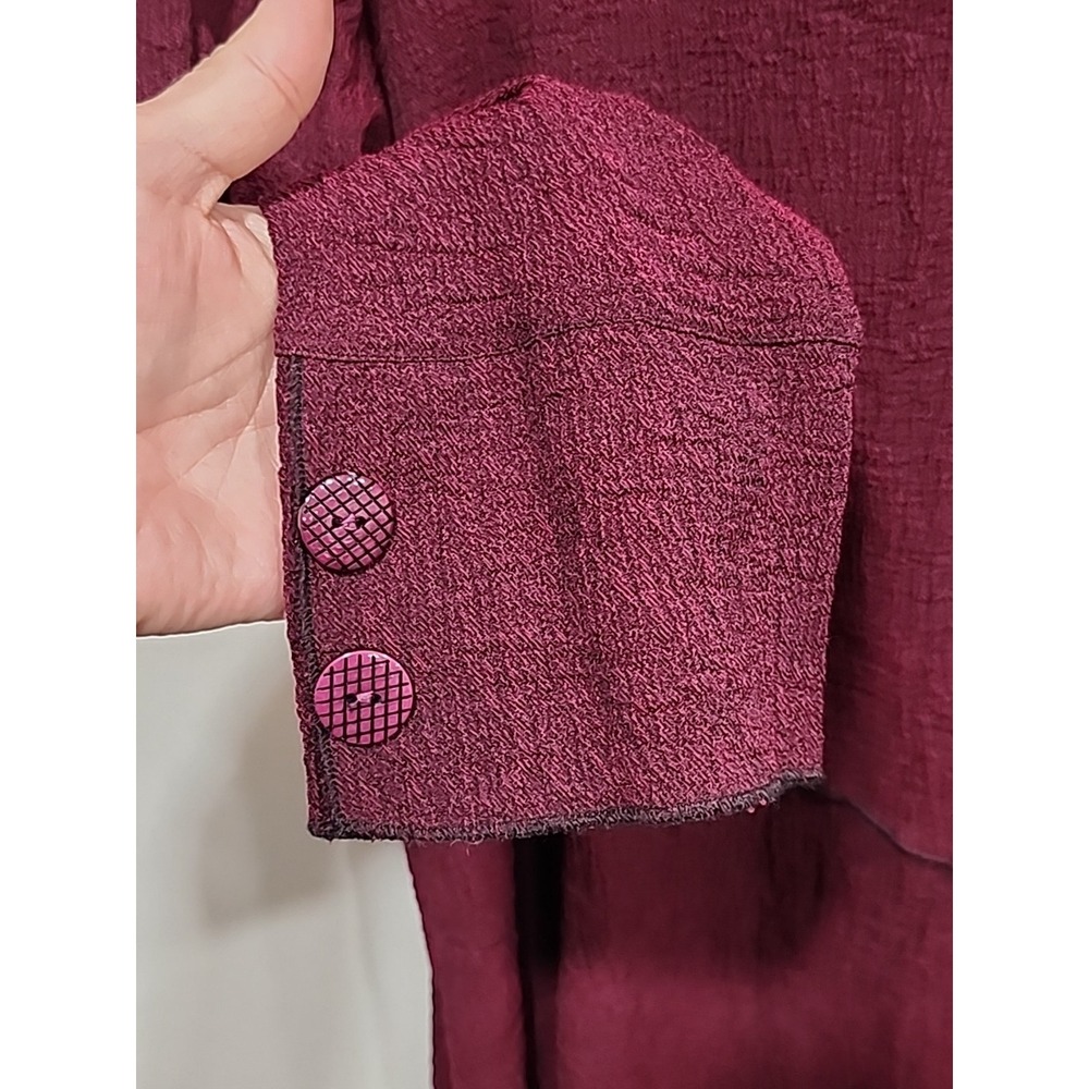 Ali Miles Boho Cowl Neck Tunic Womens L Burgundy, Long Sleeve Crinkled Texture - Picture 5 of 10